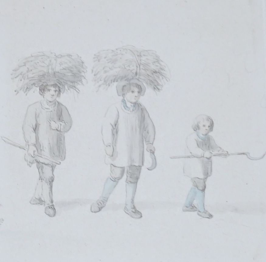 John Henry Mole (1814-1886), Child on a stile and study of another child, inscribed ‘South Stoke, Oxon 1861', 25 x 12cm